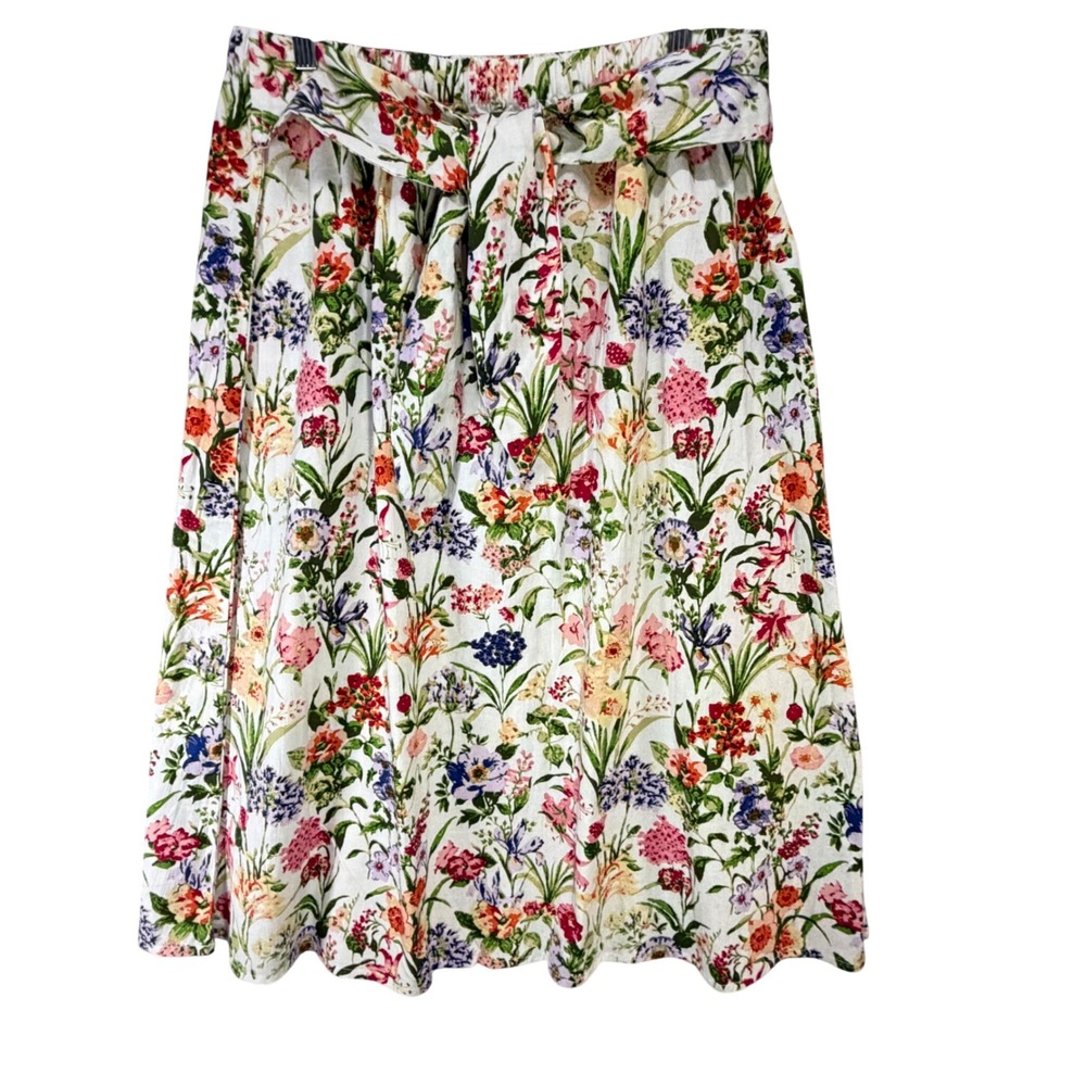 Boca Bay Floral A Line Skirt Womens L Multicolor Tie Waist Garden Cottagecore
